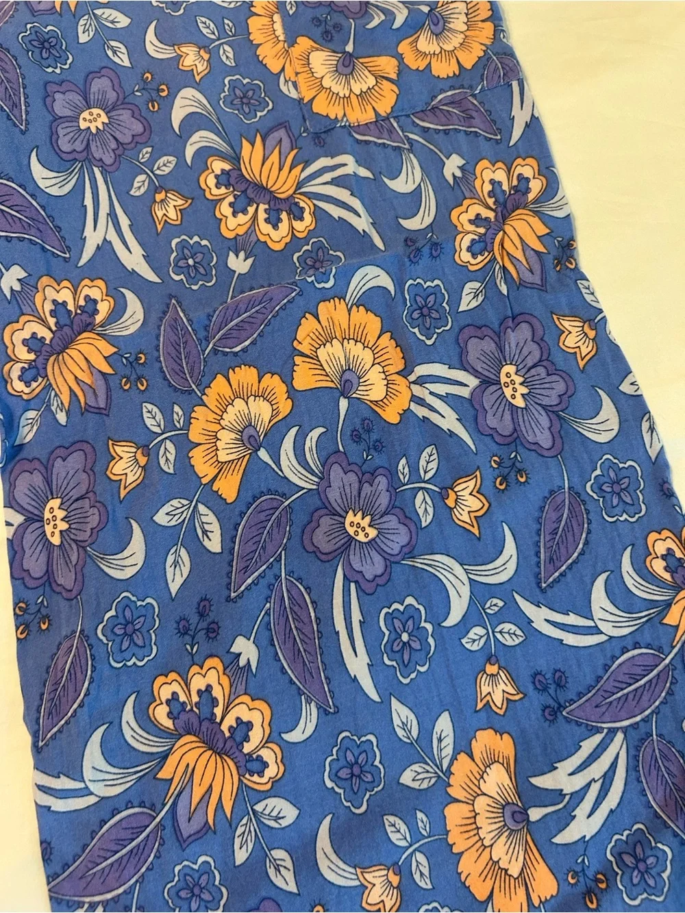 Joyous & Free Matching Set Smocked Peach Tank with Blue Floral Pants Set